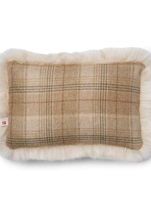 Pude af uld | Langhåret | 52x52 cm Sand-beige/Beige