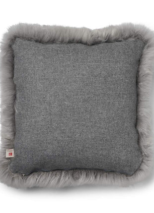 Lammeskindspude | Langhåret | 52x52 cm Grå / Lysegrå 