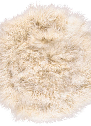 Lammeskindspude | Langhåret | Ø38 cm | Ø45 cm | Ø62 cm Gylden Hvid