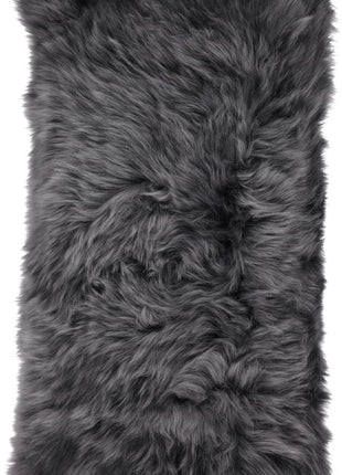Lammeskindspude | Langhåret | 28x56 cm Mørkegrå