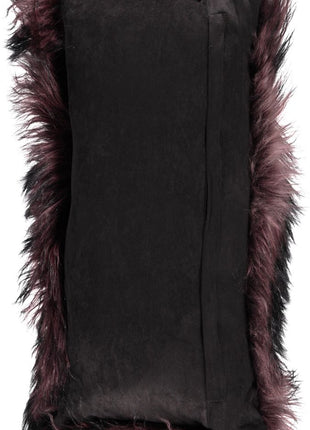 Lammeskindspude | Cashmere | Langhåret | 30x60 cm Sort / Brun