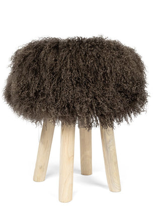 Betræk til barstol/skammel | Krøllet | Tibet | D35 cm Lysebrun