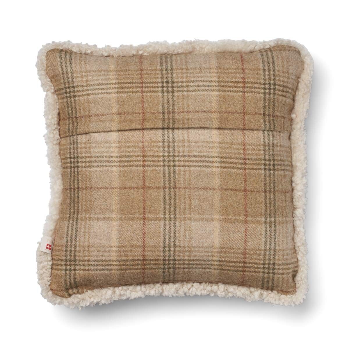 Checked Collection | Uldpude | Korthåret | Dobbeltsidet | 52x52 cm | 34x52 cm Sand-beige/Pearl