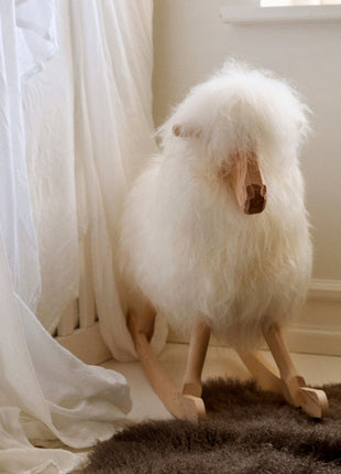 Rokkefår | Langhåret | L85xB25xH60 cm | Stor Natursort