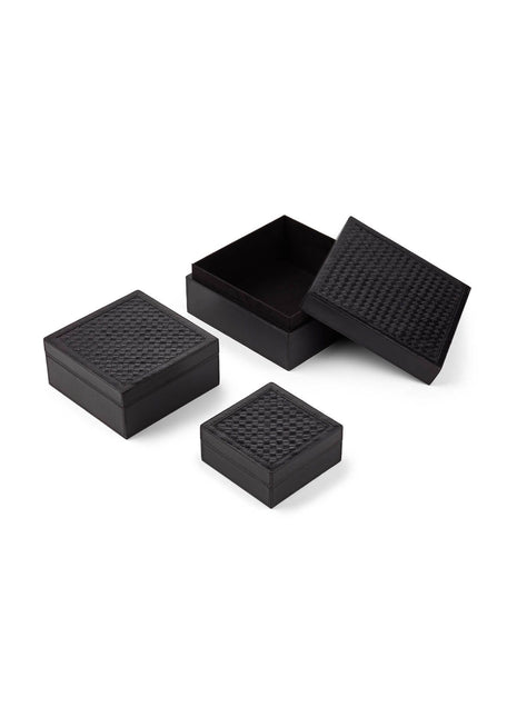 Æske af Premium Kalvelæder | Sæt af 3 stk. | Firkantet