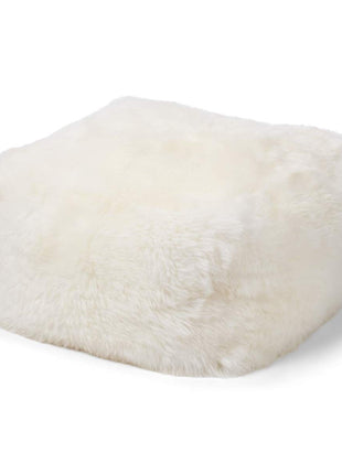 Puf | Lammeskind | Premium | Langhåret | 50x50x32 cm Hvid