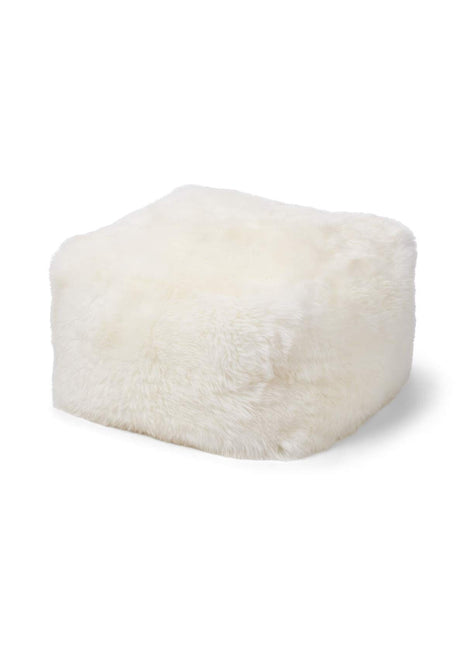 Firkantet puf | Langhåret | New Zealand | Læderbagside