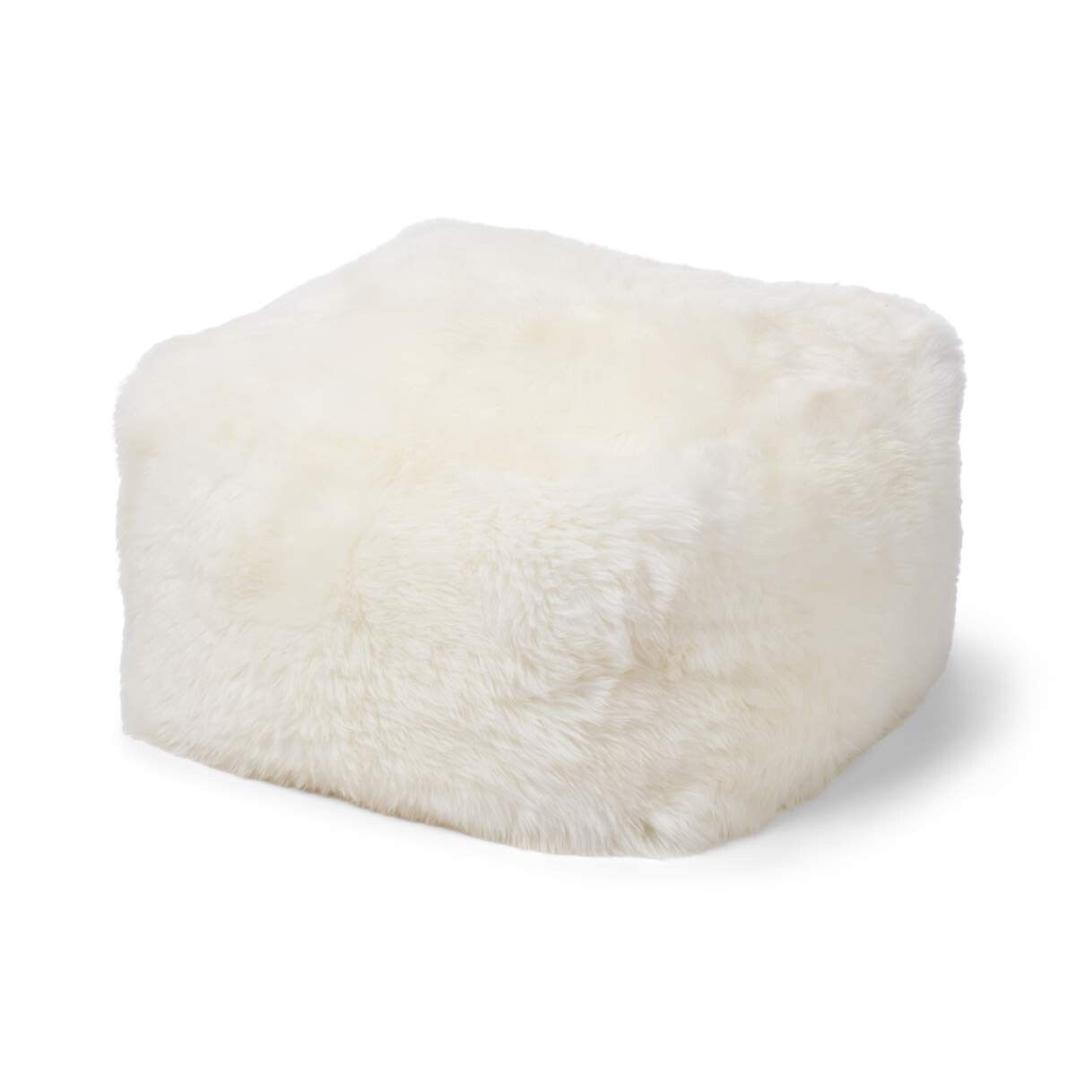 Firkantet puf | Langhåret | New Zealand | Læderbagside