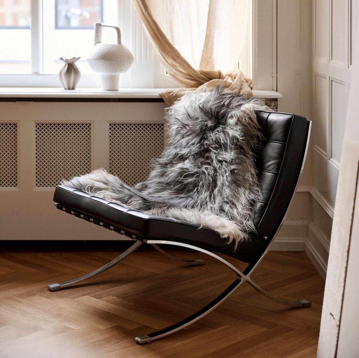 Lammeskind | Langhåret | Island | 100-120x60 cm Naturgrå