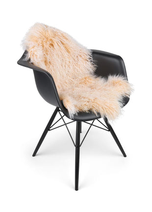 Lammeskind premium | Krøllet | Tibet | 85x50 cm Gylden Hvid