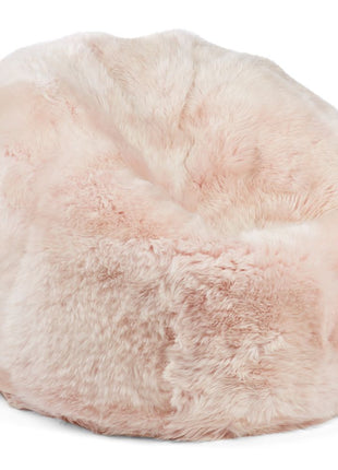 Sækkestol | Lammeskind | Langhåret | 73x74 | 92x93 cm Lyserød