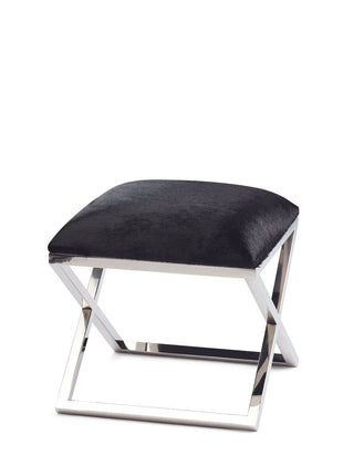 Skammel | Premium koskind | 45x45x45 cm Natur Sort