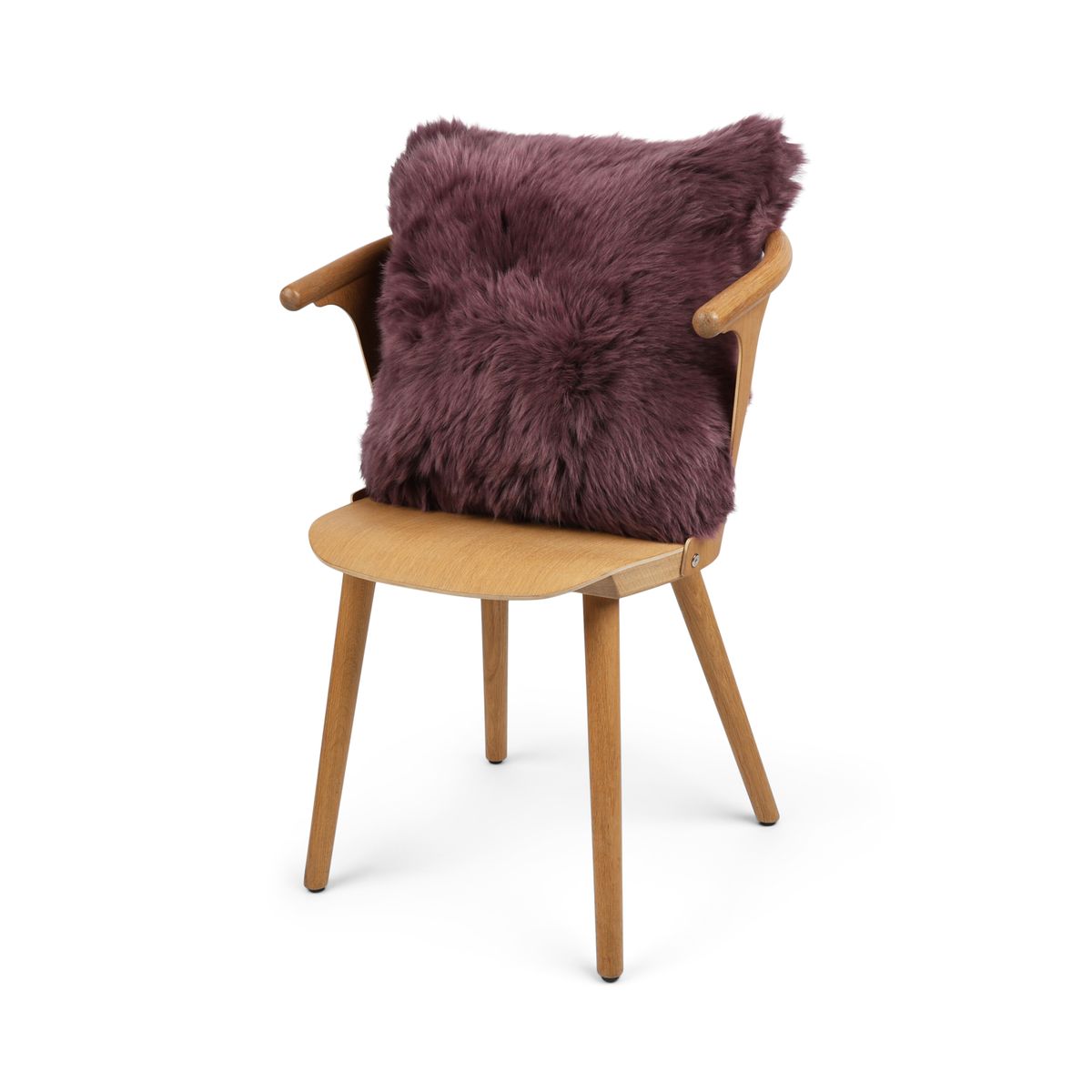 Lammeskindspude | Langhåret | New Zealand | 50x50 cm Aubergine