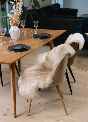 Merino Lammeskind | Langhåret | 90x60 cm Beige