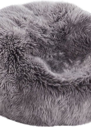 Sækkestol | Lammeskind | Langhåret | 73x74 | 92x93 cm Lysegrå