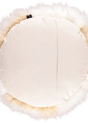 Lammeskindspude | Langhåret | Ø38 cm | Ø45 cm | Ø62 cm Gylden Hvid / Hvid
