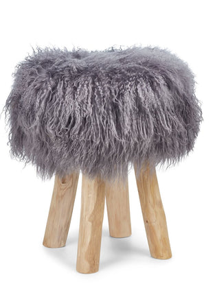 Betræk til barstol/skammel | Krøllet | Tibet | D35 cm Mørkegrå