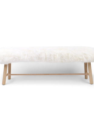 Bænk med lammeskind | Egetræ Hvid