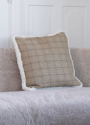 Pude af uld | Korthåret | 52x52 cm Kakao – Mørkebrun / Lysebrun