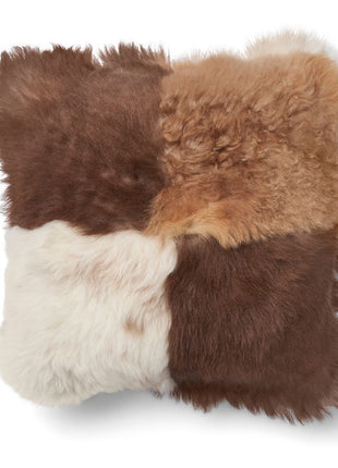 Lammeskindspude | Korthåret | Toscana | Dobbeltsidet Brun / Beige Mix