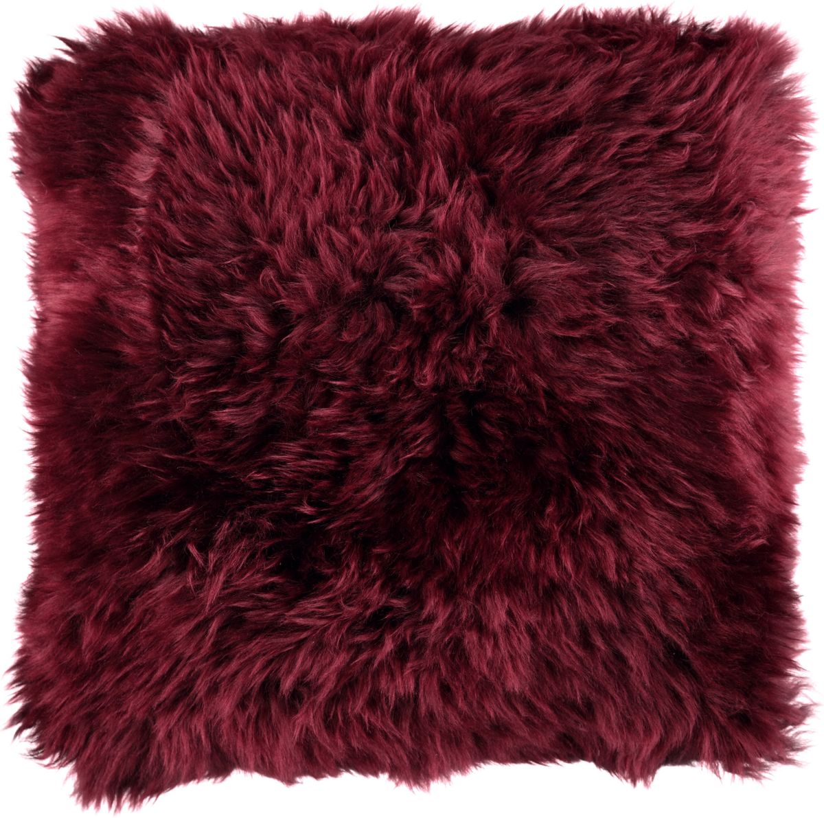 Lammeskindpude | Langhåret | New Zealand | 50x50 cm Bordeaux