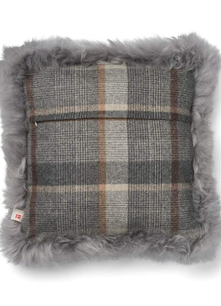 Dobbeltsidet pude | Langhåret | 52x52 cm Tern - Grå/Lysegrå