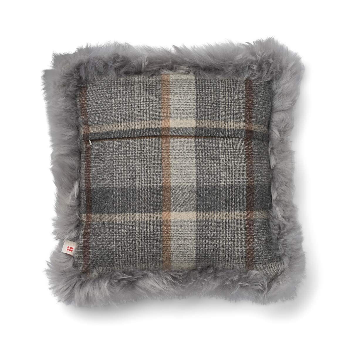 Checked Collection | Uldpude | Langhåret | Dobbeltsidet | 52x52 cm | 34x52 cm Glencheck-Grå/Lysegrå