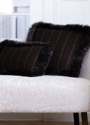 Dobbeltsidet pude | Langhåret | 34x52 cm Kakao – Mørkebrun / Lysebrun