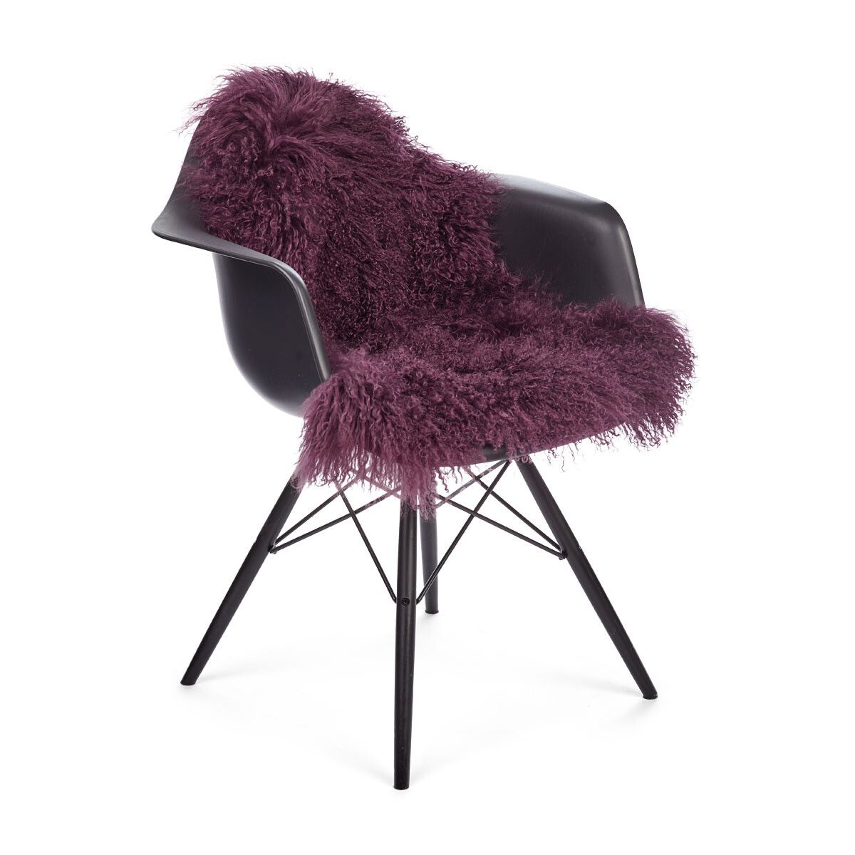 Lammeskind | Krøllet | Tibet | 85x50 cm Aubergine