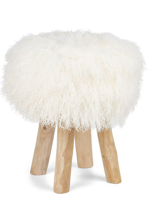 Betræk til barstol/skammel | Krøllet | Tibet | D35 cm Hvid