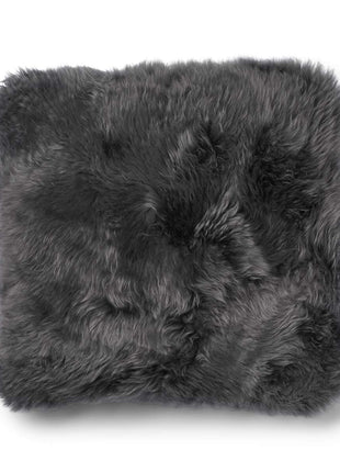 Lammeskindspude | Langhåret | 52x52 cm Mørkegrå / Stålgrå