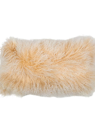 Lammeskindspude | Langhåret | 28x56 cm Gylden Hvid