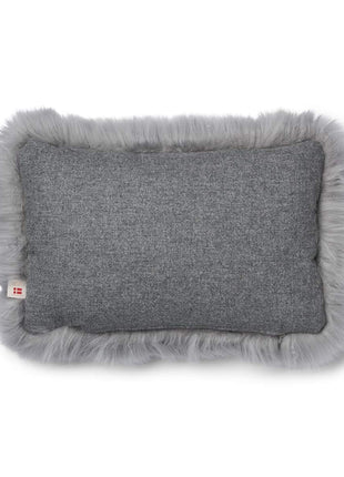 Lammeskindspude | Langhåret | 34x52 cm Grå / Lysegrå 