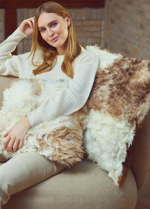 Lammeskindspude | Korthåret | Toscana | Dobbeltsidet Sort/Hvid Mix