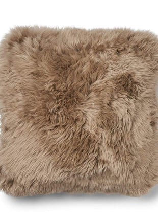 Lammeskindspude | Langhåret | 52x52 cm Beige / Lysebrun