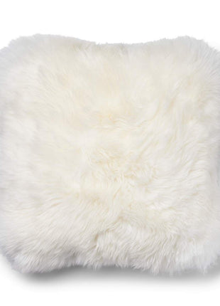 Lammeskindspude | Langhåret | 52x52 cm Sølv / Hvid