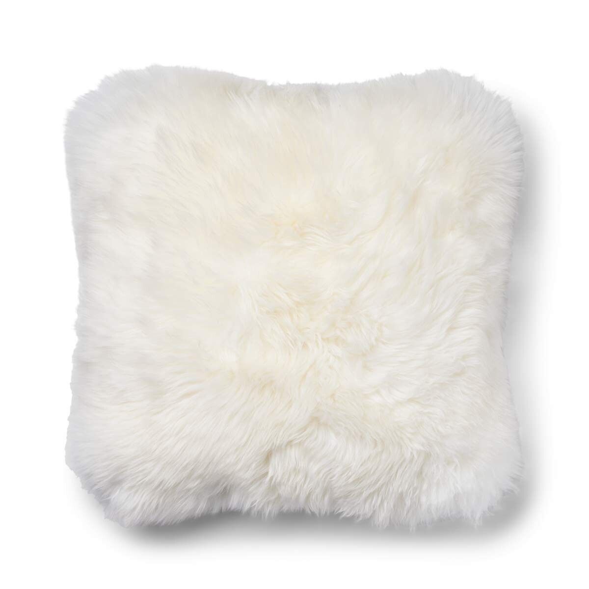 Classic Collection | Uldpude | Langhåret | 52x52 cm | 34x52 cm Sølv/Hvid