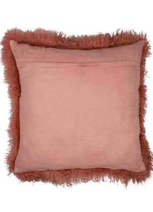 Lammeskindspude | Krøllet | Tibet | 50x50 cm Gammelrosa