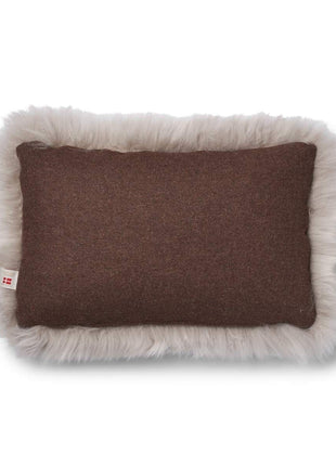 Lammeskindspude | Langhåret | 34x52 cm Brun / Dove