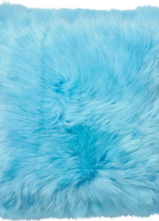 Lammeskindspude | Langhåret | Dobbeltsidet | 45x45 cm Koral Lyseblå