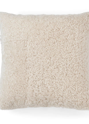 Lammeskindspude | PATTERN | Korthåret | 45x45 cm Taupe / Beige / Hvid
