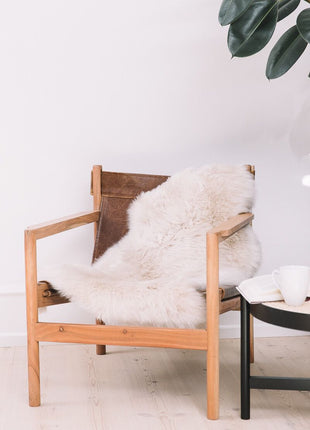 Merino Lammeskind | Langhåret | 90x60 cm Beige