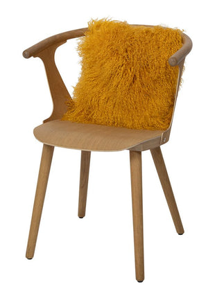 Lammeskindspude | Krøllet | Tibet | 40x40 cm Gul