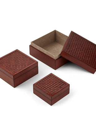 Æske af Premium Kalvelæder | Sæt af 3 stk. | Firkantet