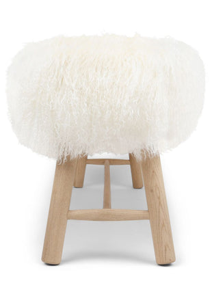 Bænk med Tibet lammeskind | Egetræ Hvid