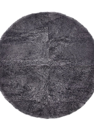 Korthåret Designtæppe af Lammeskind | D180 cm Koksgrå
