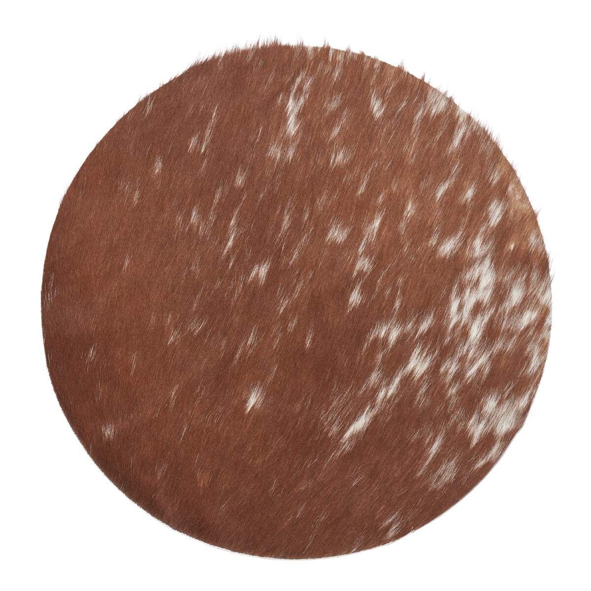 Sædehynde | Koskind | Ø37 cm Salt/Peber/Brun/Hvid
