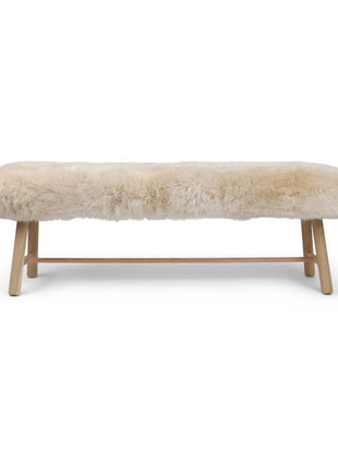 Bænk med lammeskind | Egetræ Beige