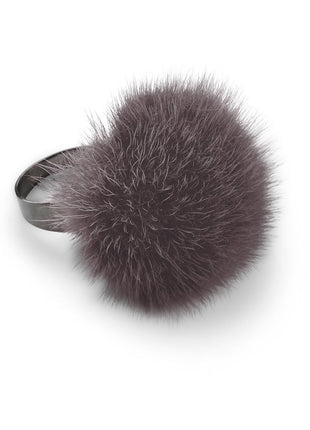 Ring Pom Pom Mørke Grå