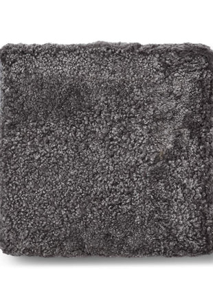 Puf | Lammeskind | Korthåret | 42x42x13 cm Grå